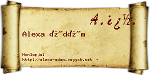 Alexa Ádám névjegykártya